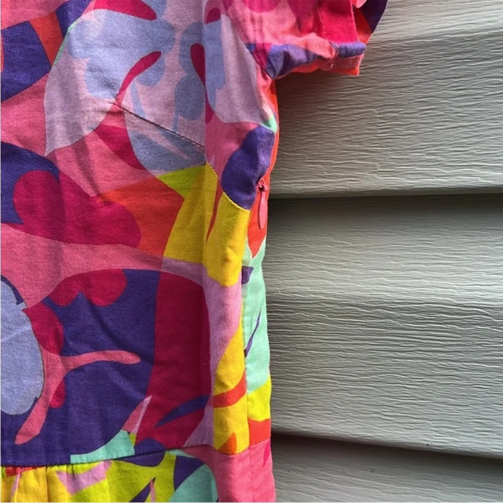Jude Connally Colorful V-neck Short Sleeve Midi Dress size Medium - Picture 2 of 5